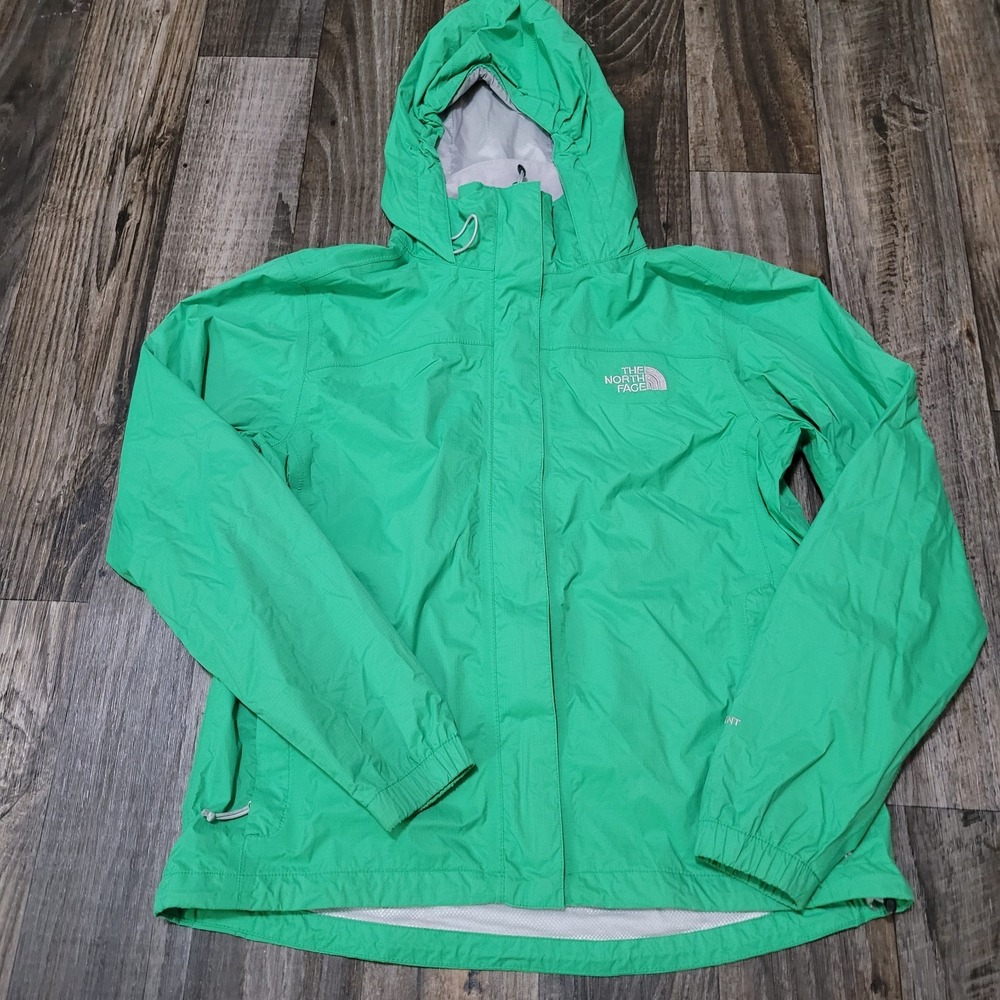 The North Face Jacket Womens Small Green HyVent Hooded Rain Shell Waterproof